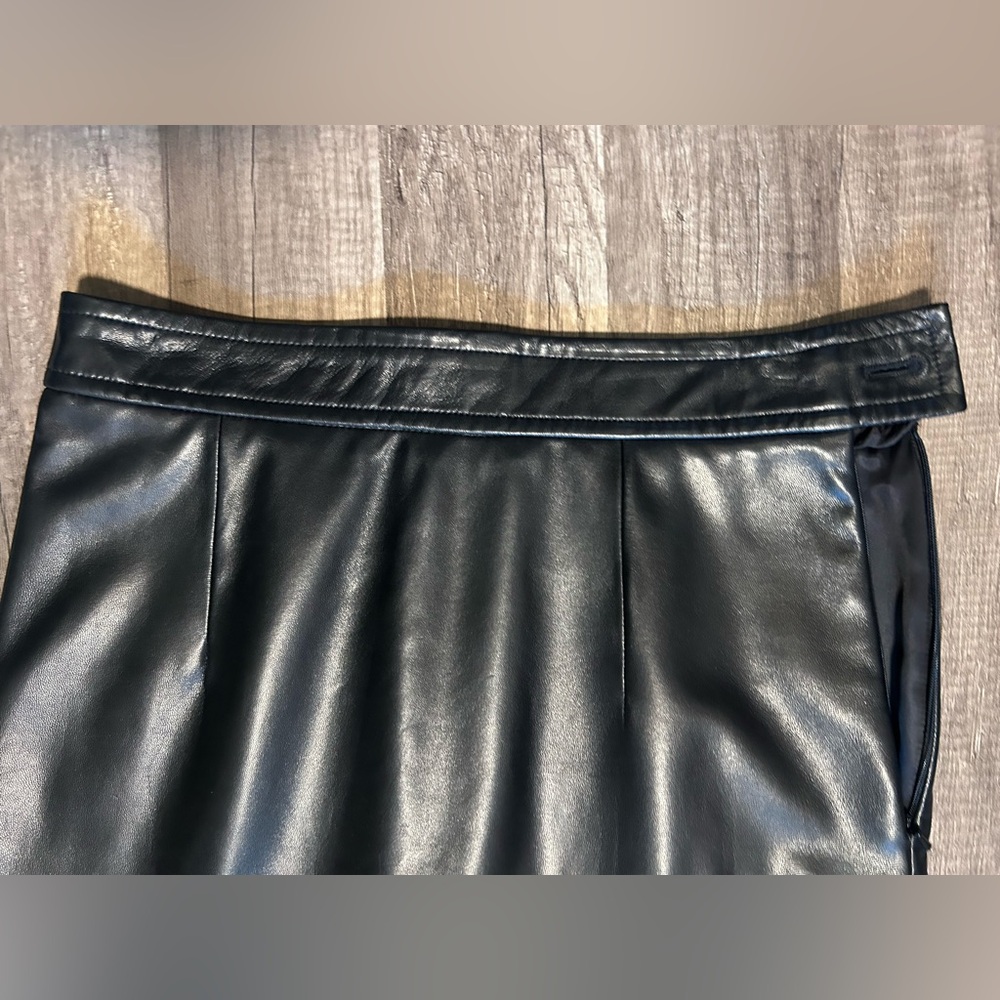 Rare Helmut Lang Leather and Fringe Asymmetrical Black Skirt Iconic - Picture 7 of 10